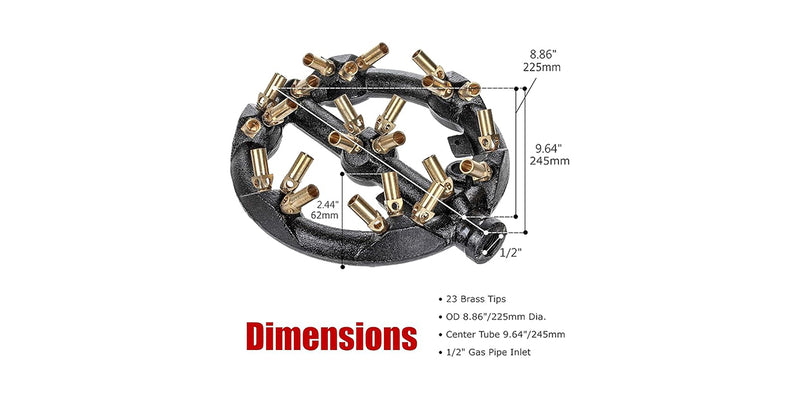 Jet Burner for Chinese Wok Range - 23 Brass Tips, Natural gas / Propane