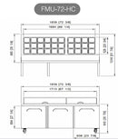 Fresh Town FMU-72 Triple door 72.5" Refrigerated Mega Top Sandwich Prep Table