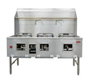 Three Chamber Wok Range with 3 x 16″ Rings, Backsplash, Faucet, 375,000 BTU – Natural Gas