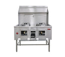 Two Chamber Wok Range with 2 x 13″ Rings, Backsplash, Faucet, 190,000 BTU – Natural Gas