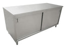 Stainless steel work tables with sliding door cabinet