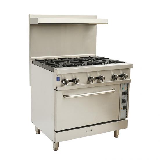 Blue Flame 36" Commercial Natural Gas 6 Burner Stove Top Range With Convection Oven RGR36C