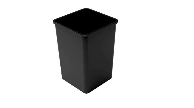 35 Gallon (130 Liter) – 19.5” x 19.5” x 27.7” Square Black Plastic Trash Can