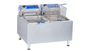 Globe PF32E-C Electric Counter Top Double Well Deep Fryer - 208-240V, 32LBS Total Capacity