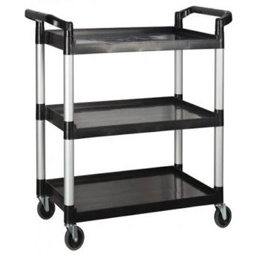 Black Plastic Bussing Cart with 24.5″x16" Tray size