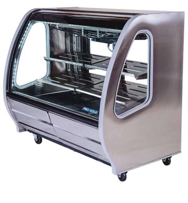 Curved Glass 56" Refrigerated Deli Case - Available in White, Black or S/S Finish