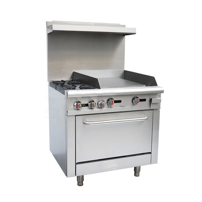 2 Burners + 24" Thermostat Griddle with oven