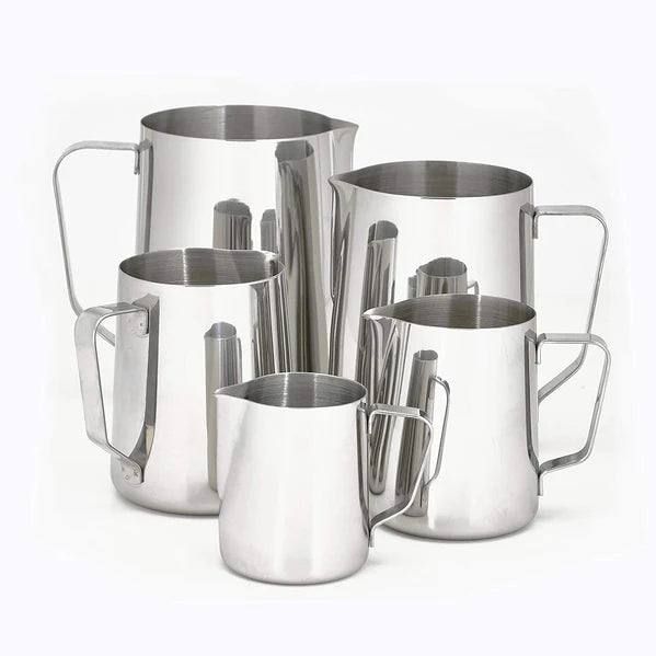 Milk pitchers, Frothing pitchers - 12oz, 20oz, 33oz, 50oz and 66oz